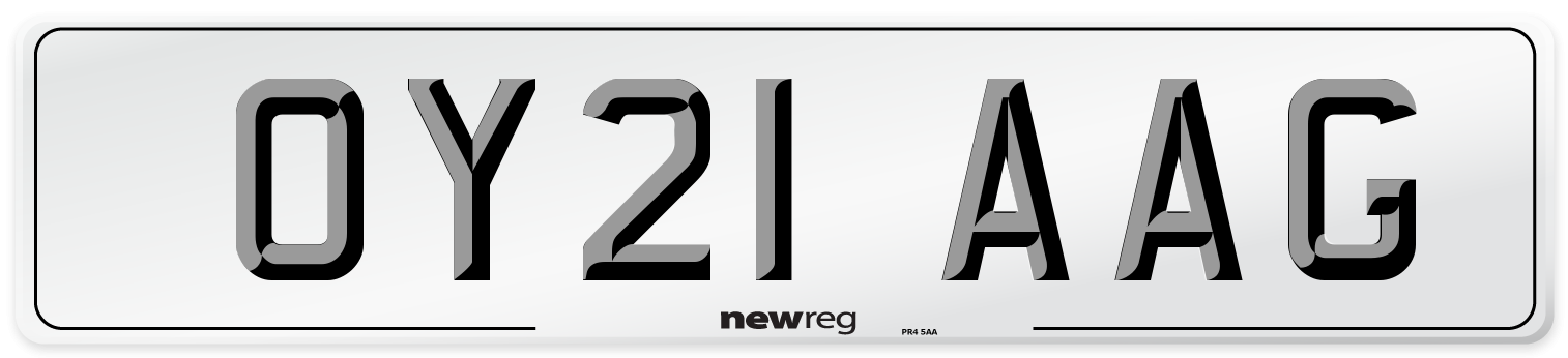 OY21 AAG Number Plate from New Reg